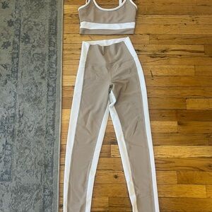 Beach Riot Colorblock Taupe and White Leggings Set